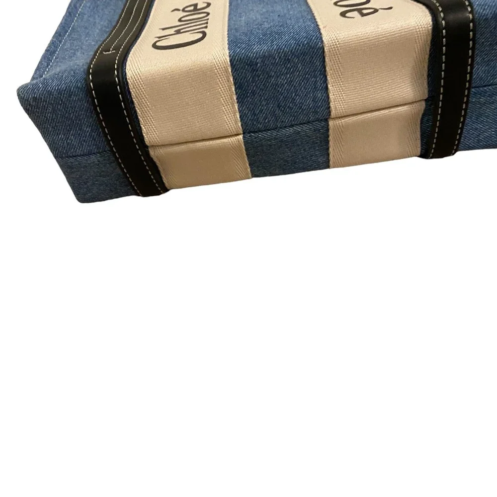 Denim Blue and Cream Tote Bag - Picture 4 of 6